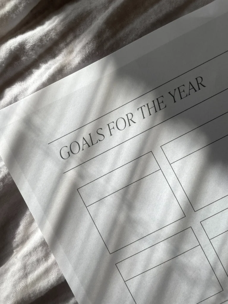 a written list of SMART goals for the new year